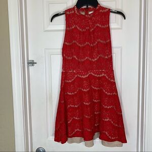 Love Fire Red Lace Knee Length Sleevless Dress Size Medium